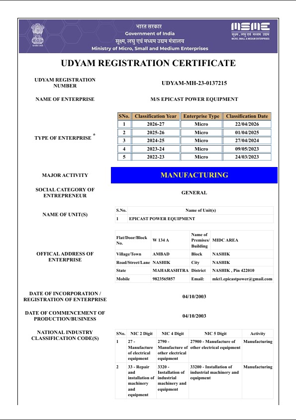 Udyam Registration Certificate